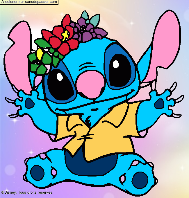Stitch et sa couronne de fleurs par un invit&eacute;