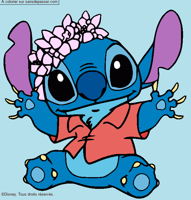 Stitch et sa couronne de fleurs par un invit&eacute;