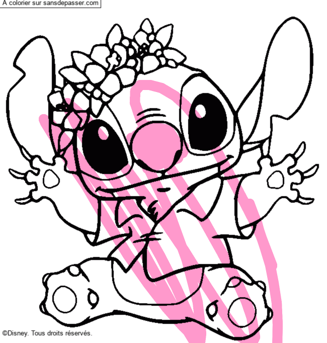 Stitch et sa couronne de fleurs par un invit&eacute;