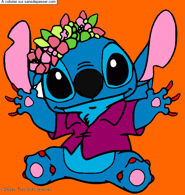 Stitch et sa couronne de fleurs par un invit&eacute;