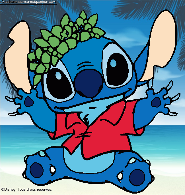Stitch et sa couronne de fleurs par un invit&eacute;