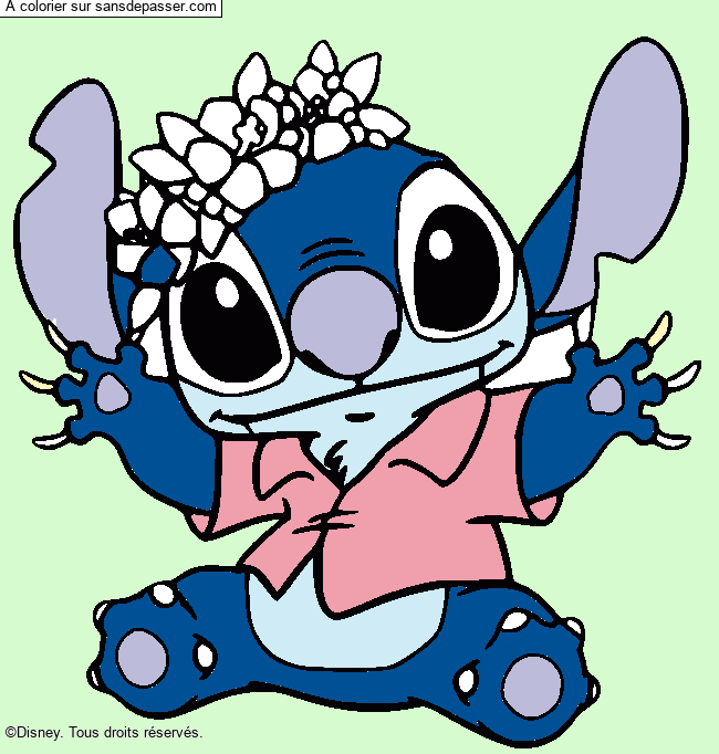 Stitch et sa couronne de fleurs par un invit&eacute;