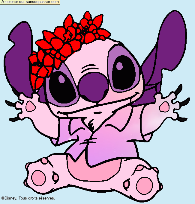 Stitch et sa couronne de fleurs par un invit&eacute;
