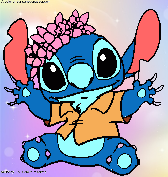 Stitch et sa couronne de fleurs par un invit&eacute;