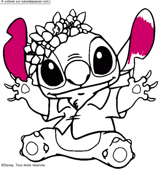 Stitch et sa couronne de fleurs par un invit&eacute;