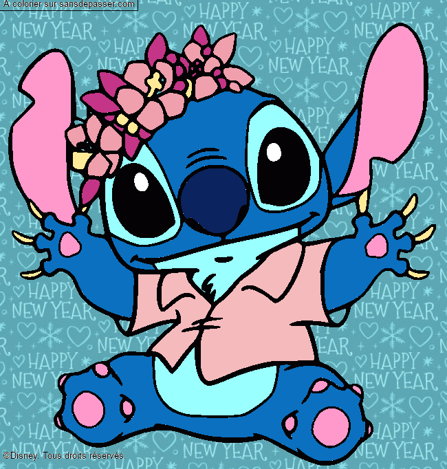 Stitch et sa couronne de fleurs par un invit&eacute;