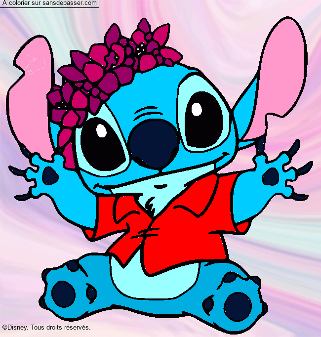 Stitch et sa couronne de fleurs par un invit&eacute;