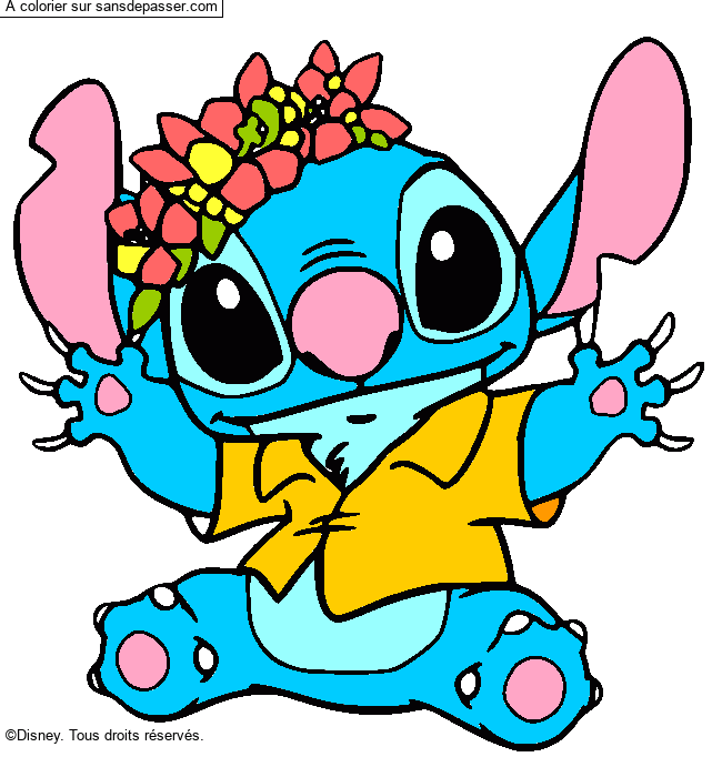 Stitch et sa couronne de fleurs par un invit&eacute;