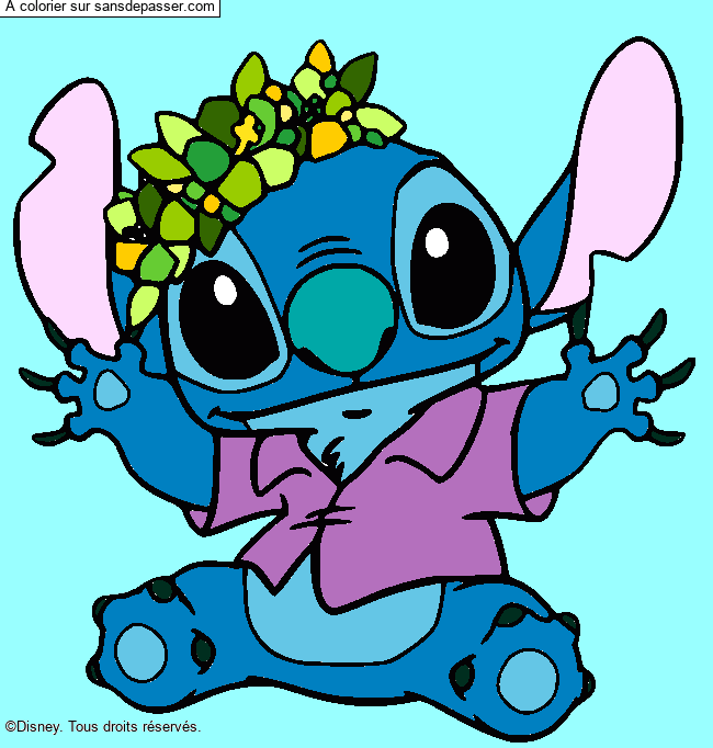 Stitch et sa couronne de fleurs par lyly03050496