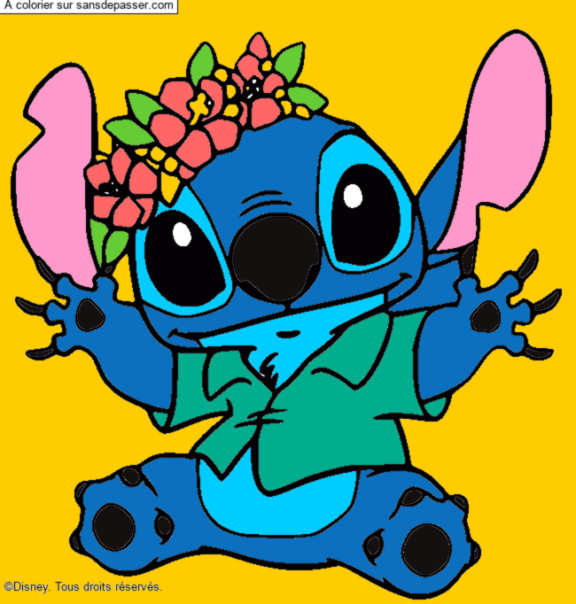 Stitch et sa couronne de fleurs par un invit&eacute;