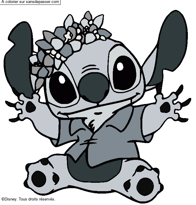 Stitch et sa couronne de fleurs par un invit&eacute;