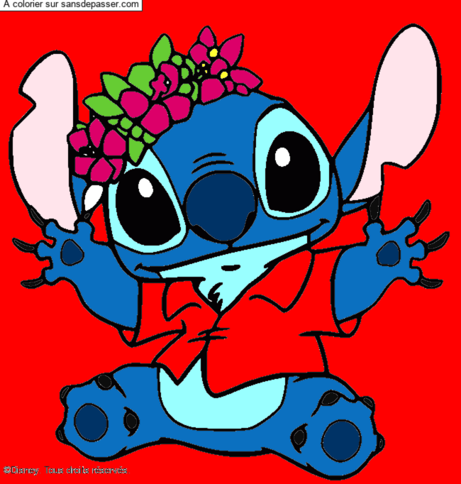 Stitch et sa couronne de fleurs par un invit&eacute;