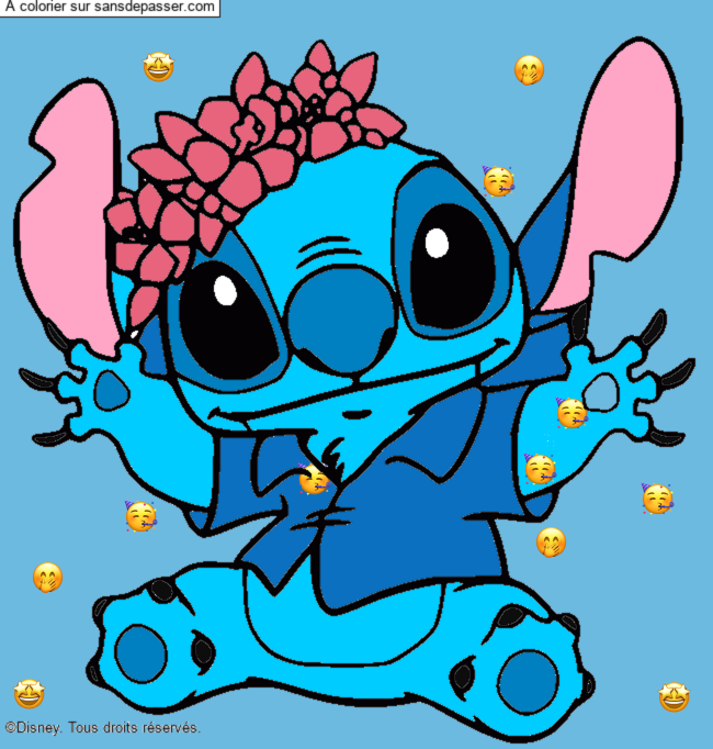 Stitch et sa couronne de fleurs par un invit&eacute;