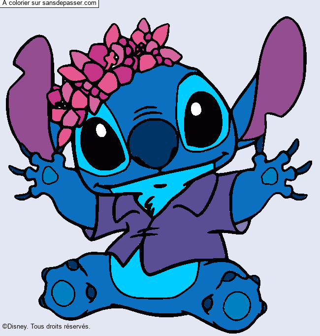Stitch et sa couronne de fleurs par un invit&eacute;