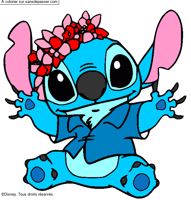 Stitch et sa couronne de fleurs par un invit&eacute;