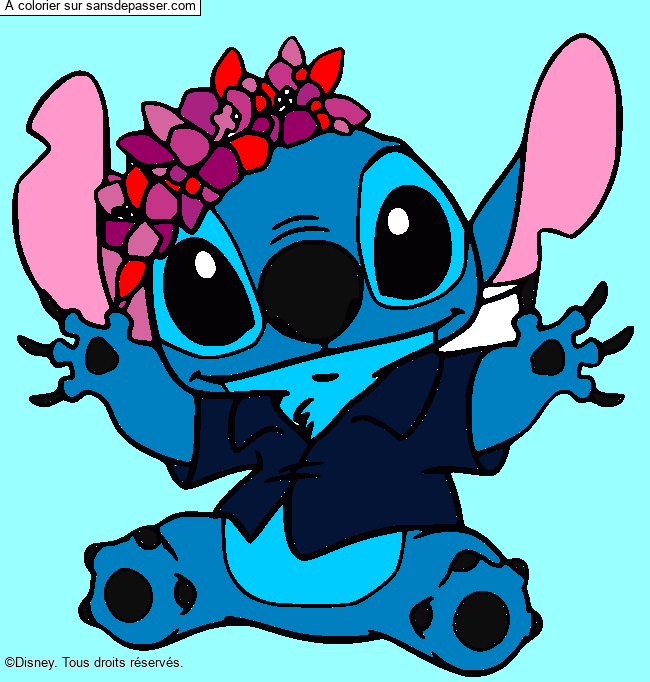 Stitch et sa couronne de fleurs par un invit&eacute;