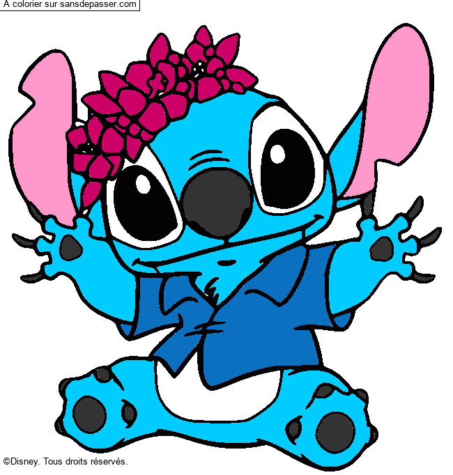 Stitch et sa couronne de fleurs par un invit&eacute;