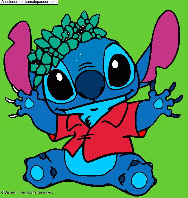 Stitch et sa couronne de fleurs par un invit&eacute;