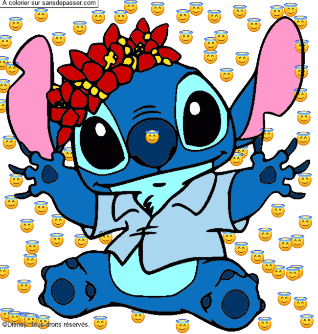 Stitch et sa couronne de fleurs par un invit&eacute;