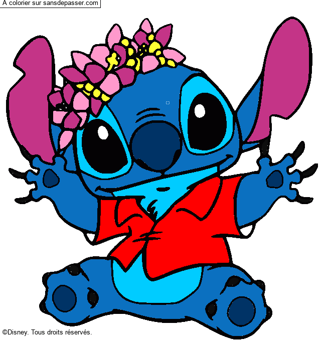 Stitch et sa couronne de fleurs par un invit&eacute;