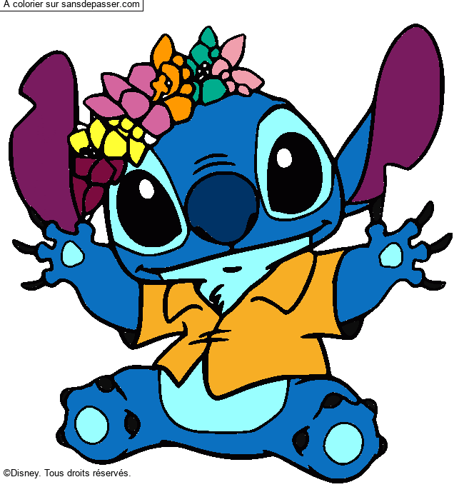 Stitch et sa couronne de fleurs par un invit&eacute;