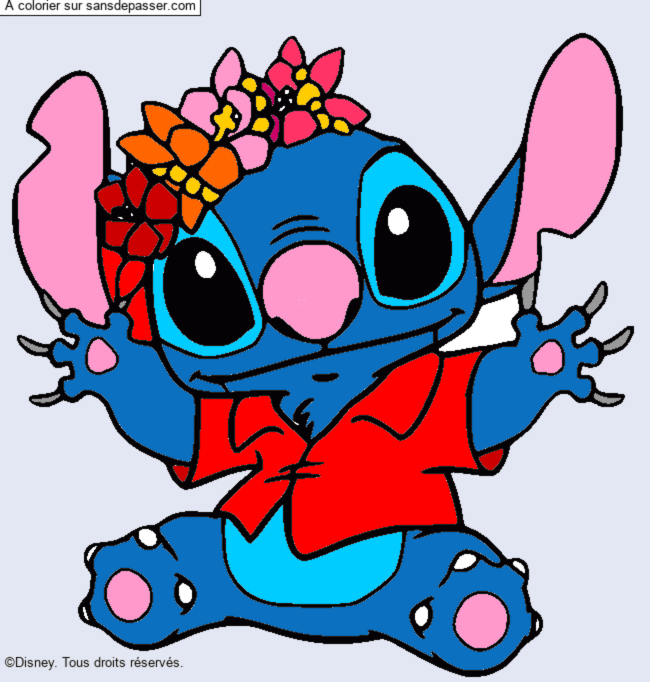 Stitch et sa couronne de fleurs par un invit&eacute;