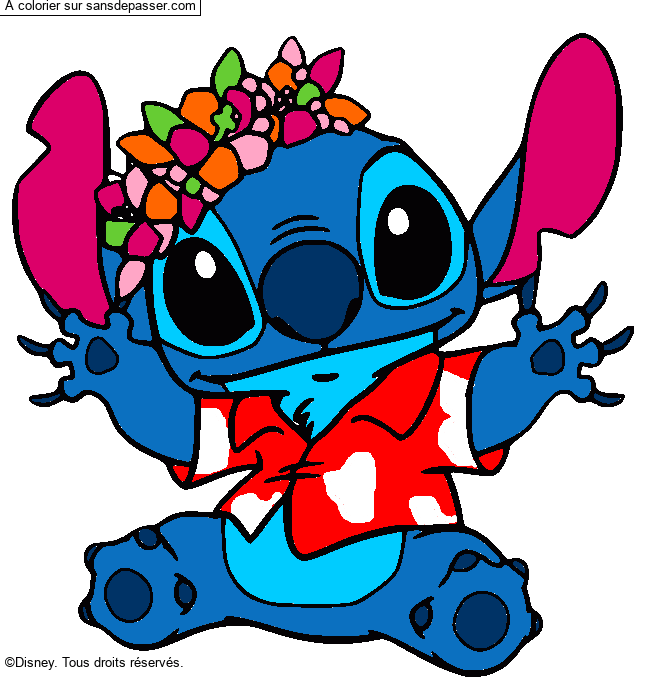 Stitch et sa couronne de fleurs par un invit&eacute;