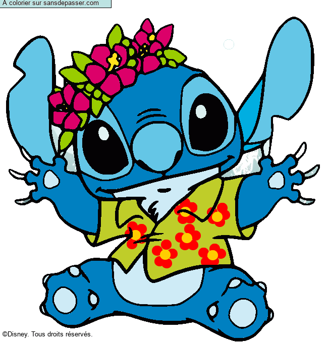 Stitch et sa couronne de fleurs par un invit&eacute;
