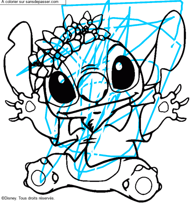 Stitch et sa couronne de fleurs par un invit&eacute;