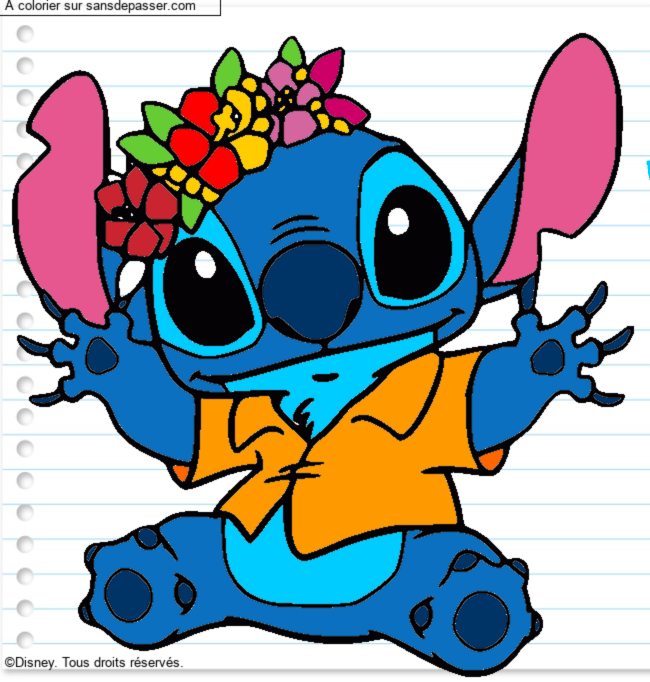Stitch et sa couronne de fleurs par un invit&eacute;