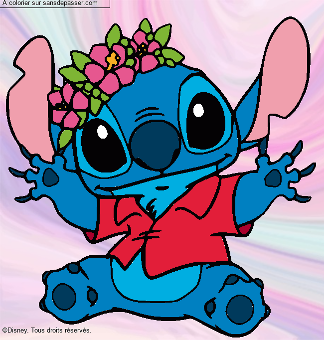 Stitch et sa couronne de fleurs par un invit&eacute;