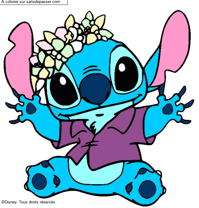 Stitch et sa couronne de fleurs par un invit&eacute;