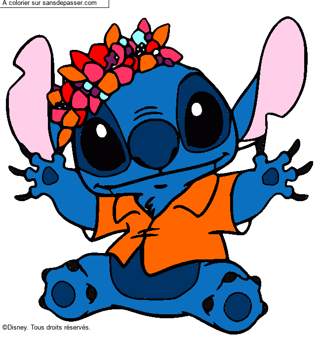 Stitch et sa couronne de fleurs par un invit&eacute;