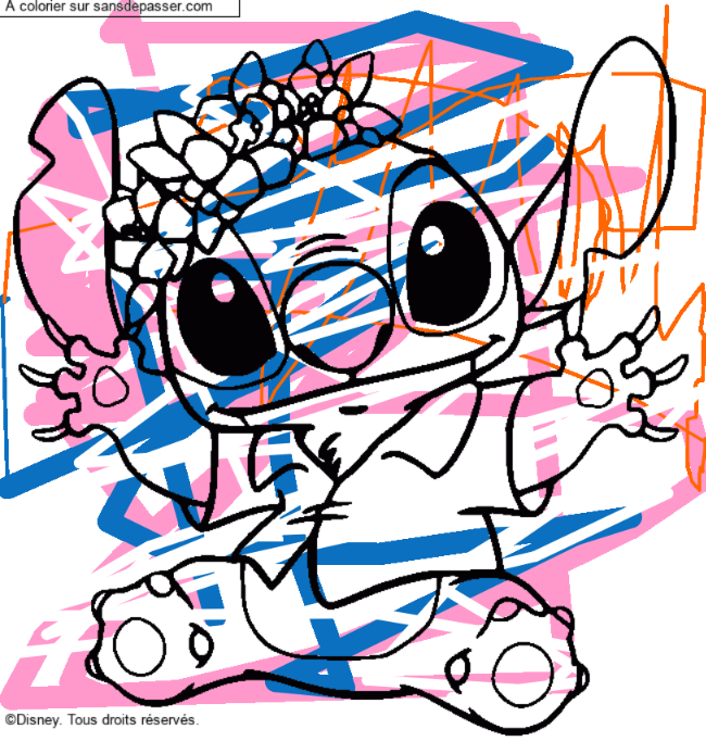 Stitch et sa couronne de fleurs par un invit&eacute;