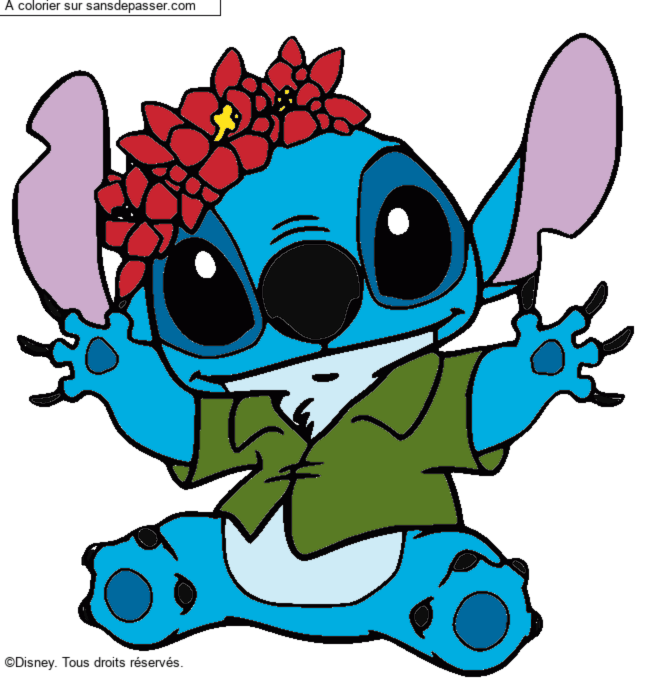 Stitch et sa couronne de fleurs par un invit&eacute;