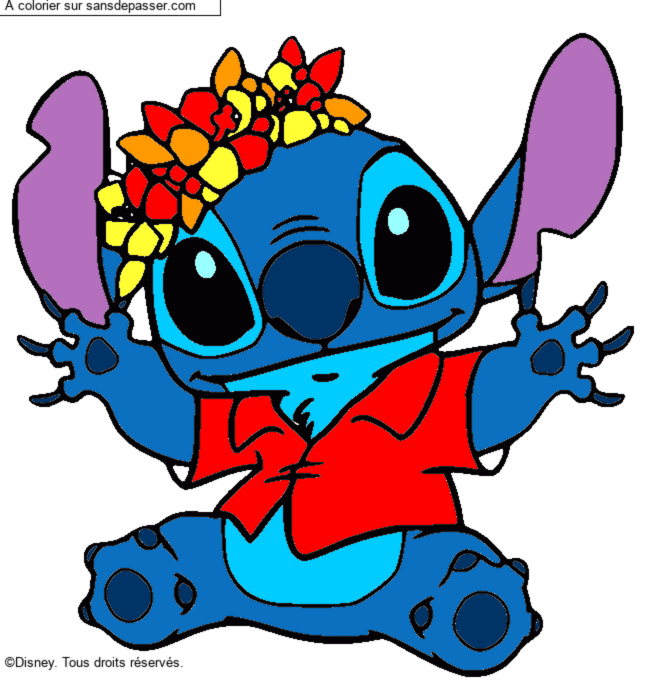 Stitch et sa couronne de fleurs par un invit&eacute;