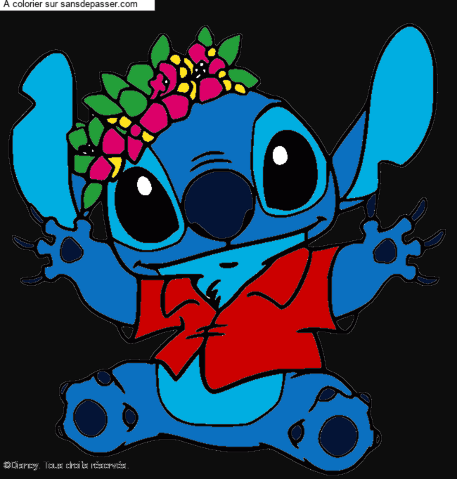 Stitch et sa couronne de fleurs par un invit&eacute;