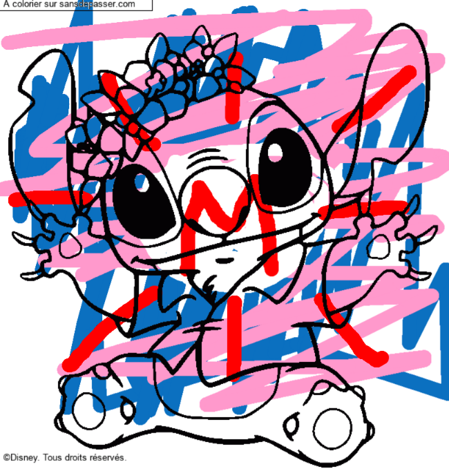 Stitch et sa couronne de fleurs par melina 13