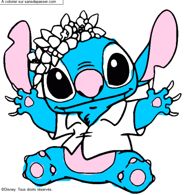 Stitch et sa couronne de fleurs par T.SSS.II13