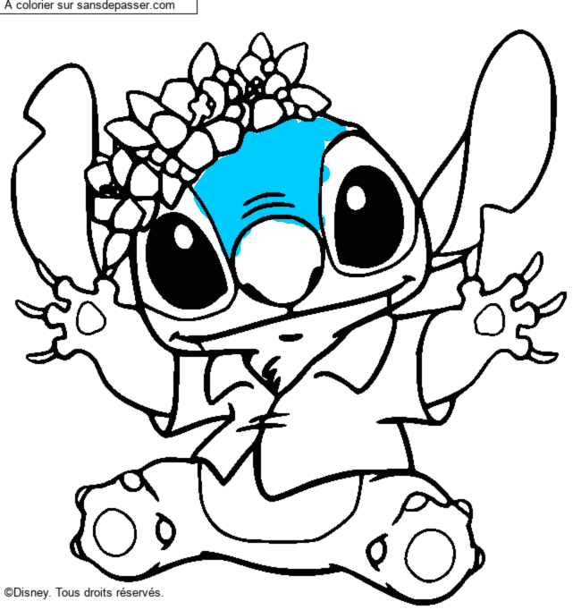 Stitch et sa couronne de fleurs par TESS.II