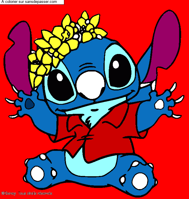 Stitch et sa couronne de fleurs par un invit&eacute;