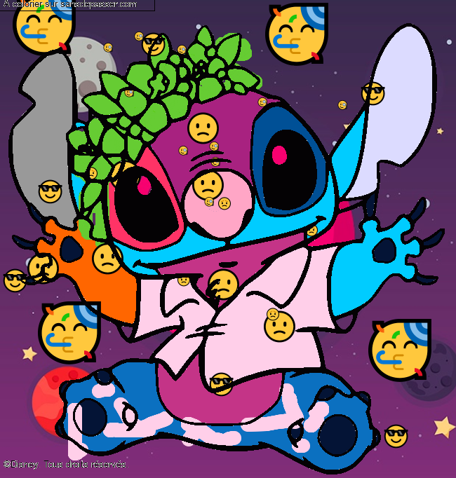 Stitch et sa couronne de fleurs par un invit&eacute;