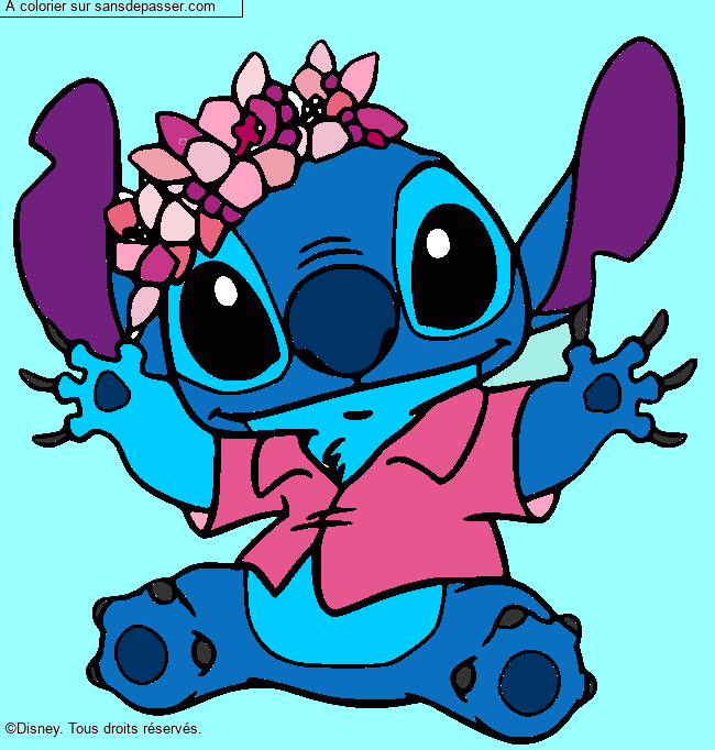 Stitch et sa couronne de fleurs par un invit&eacute;