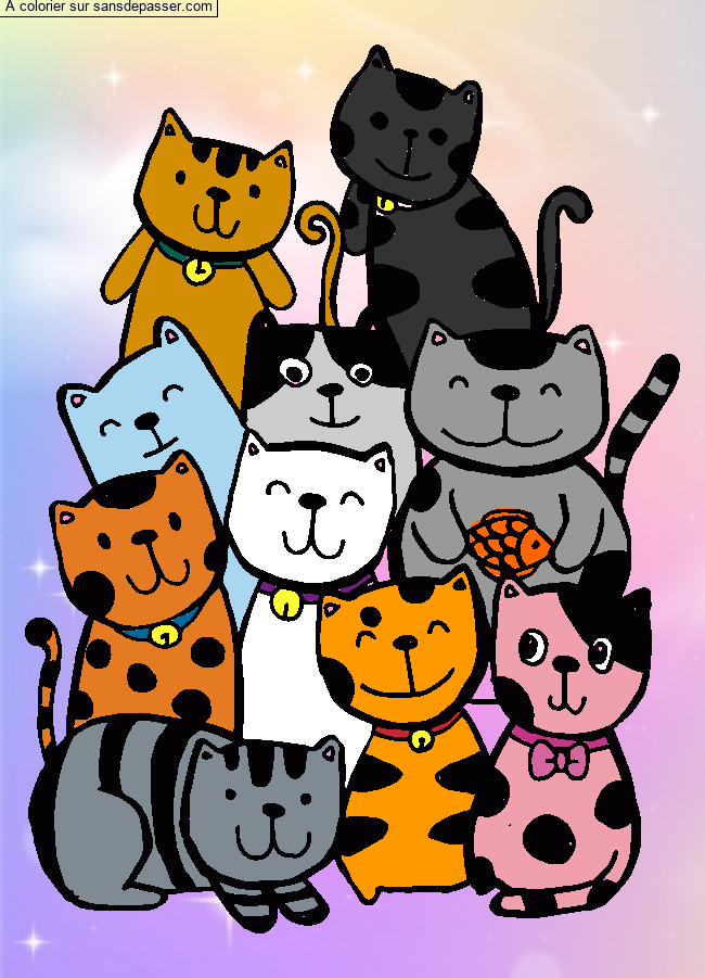 Coloriage Bande de chats !  par MadinBJ