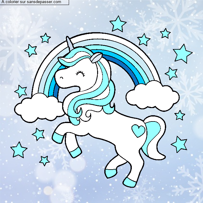 Coloriage Licorne et arc-en-ciel par un invit&eacute;