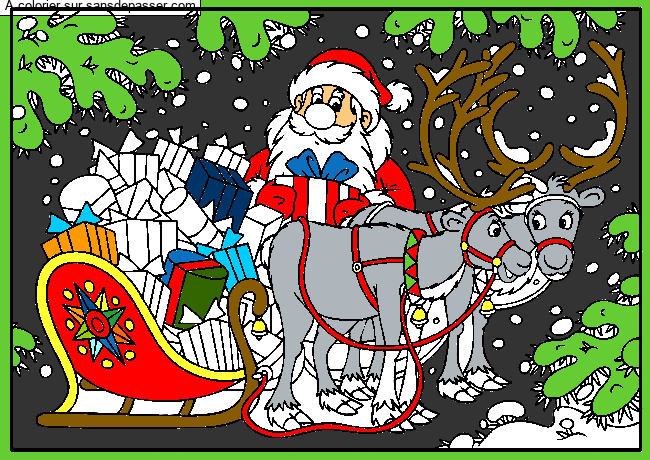P&egrave;re No&euml;l et son traineau par un invit&eacute;