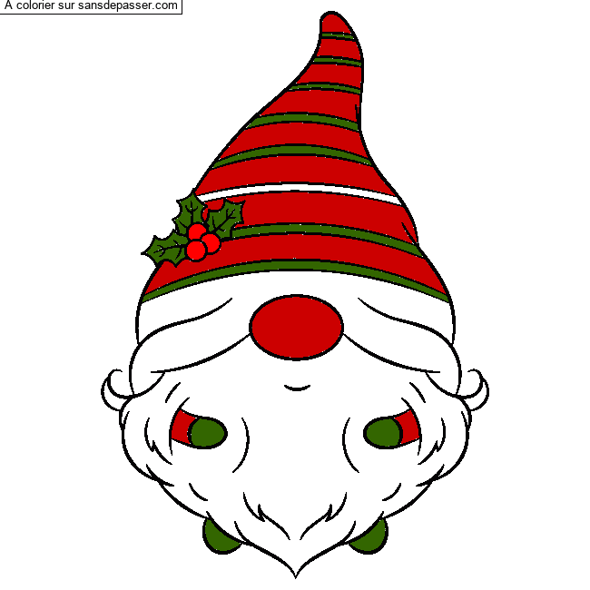 Coloriage Gnome de No&euml;l