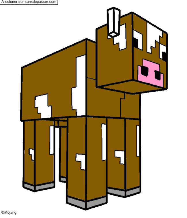 Coloriage Vache Minecraft par un invit&eacute;
