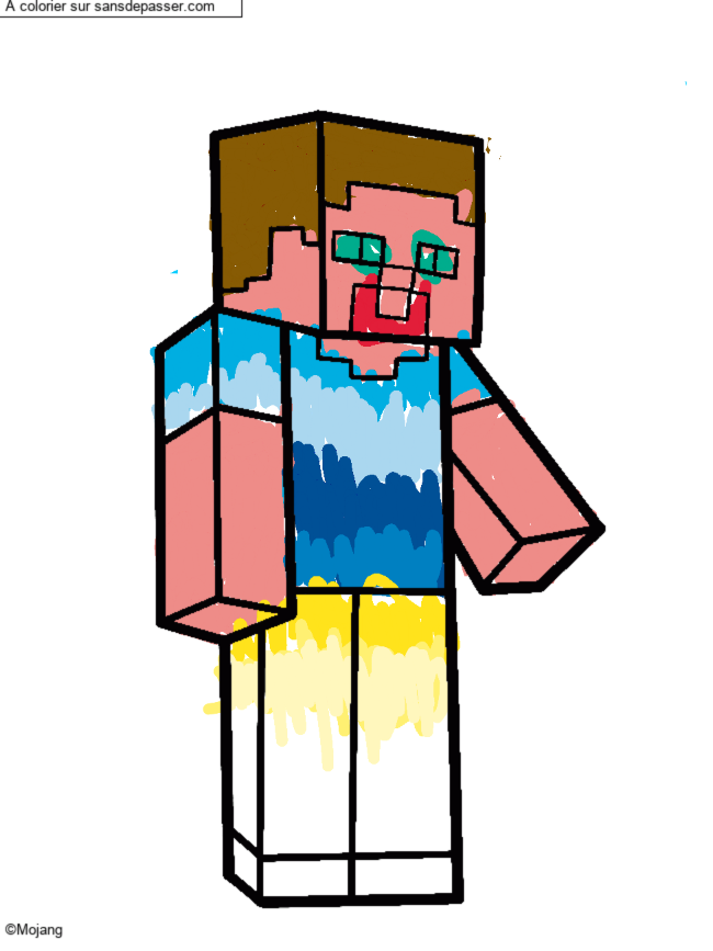 Coloriage Steve Minecraft par un invit&eacute;
