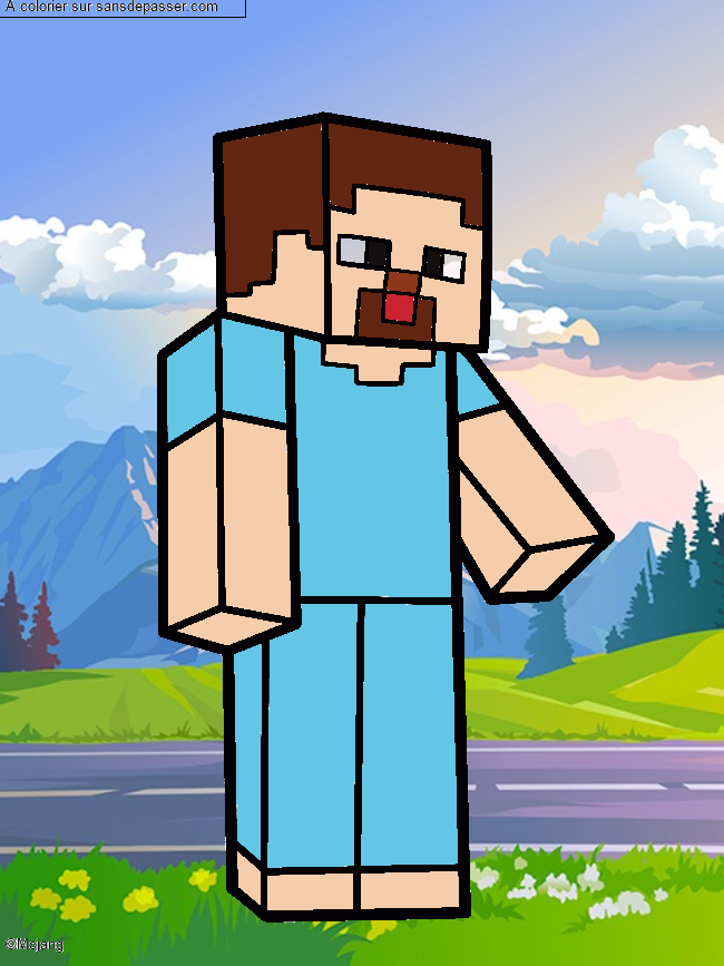 Coloriage Steve Minecraft par un invit&eacute;